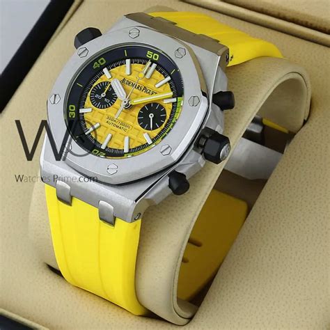 audemars piguet yellow rubber strap|Audemars Piguet hornback strap.